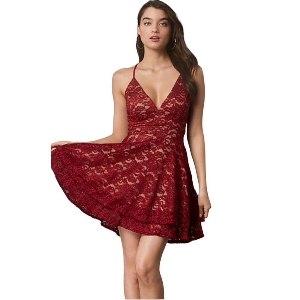 Emerald Sundae| Red Racerback Lace Glitter Party Dress JR’s ‎ XL NWT Whmsigoth